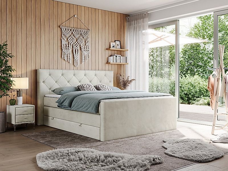 MKS MÖBEL Boxspringbett KING VELEN (T30-Schaum, Topper T25, Bonell-Federn), günstig online kaufen