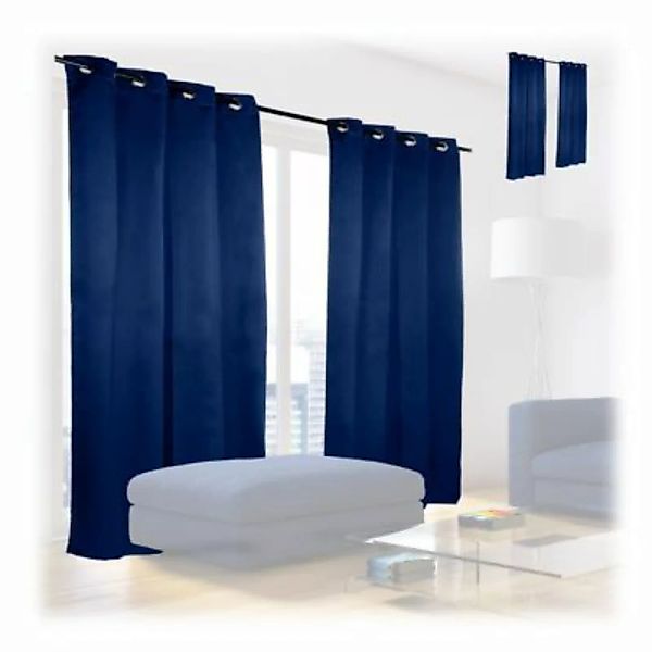 relaxdays 4 x Verdunklungsvorhang mit Ösen blau dunkelblau günstig online kaufen