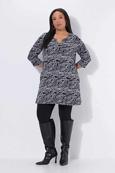 Ulla Popken Longshirt Longshirt Wellen A-Linie Tunika-Ausschnitt 3/4-Arm günstig online kaufen