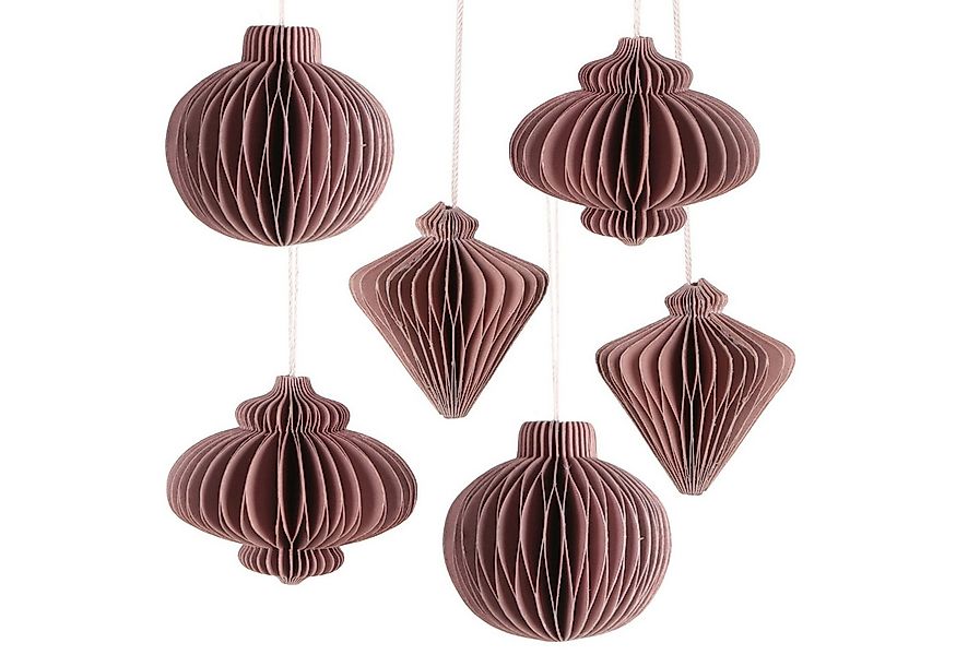 Logbuch-Verlag Dekofigur 6 Weihnachtsbaumanhänger Papierkugeln in Altrosa, günstig online kaufen