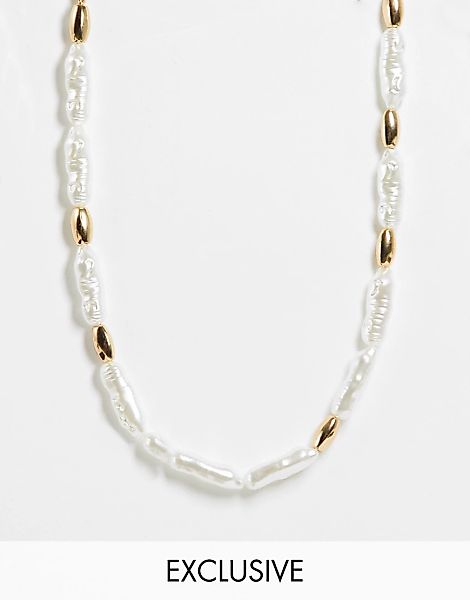 DesignB London – Exklusive, eng anliegende Halskette mit Perlendesign und i günstig online kaufen