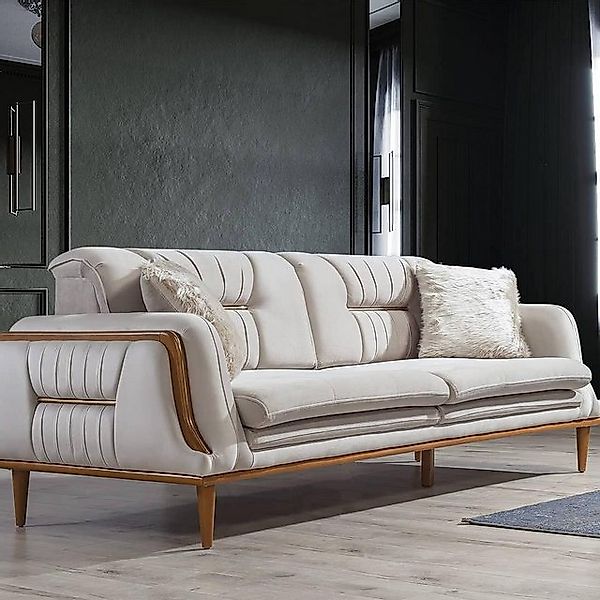 Xlmoebel 3-Sitzer Elegantes weißes Luxus-Sofa für das Wohnzimmer - Dreisitz günstig online kaufen