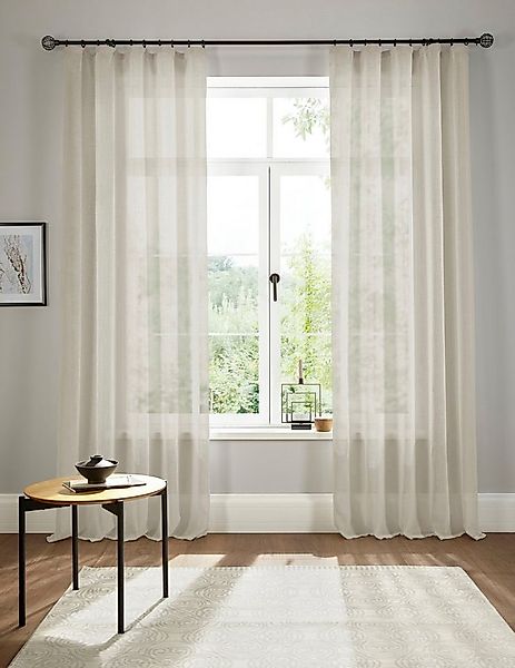 OTTO home Gardine Fiete (1 St), Kräuselband, halbtransparent, Leinen Optik, günstig online kaufen