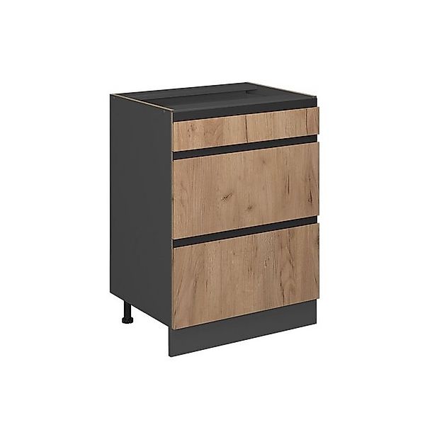 Vicco Küchenunterschrank R-Line Goldkraft Eiche/Anthrazit 60 cm J-Shape mit günstig online kaufen