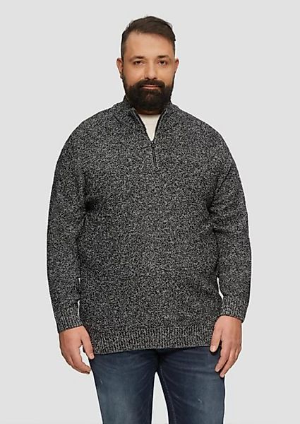 s.Oliver Strickpullover Pullover mit Troyer-Kragen in Melange-Optik Blende günstig online kaufen