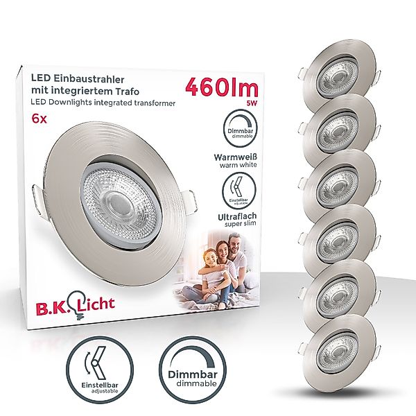 B.K.Licht LED Einbaustrahler SET Einbauleuchten 90mm günstig online kaufen