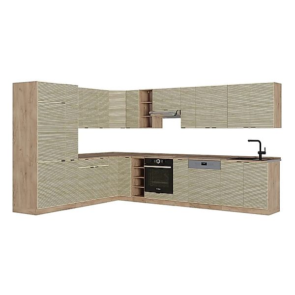 Vicco Fame-Line Eckküche Eiche Paneel/Goldkraft Eiche 347 x 257 cm AP Eiche günstig online kaufen