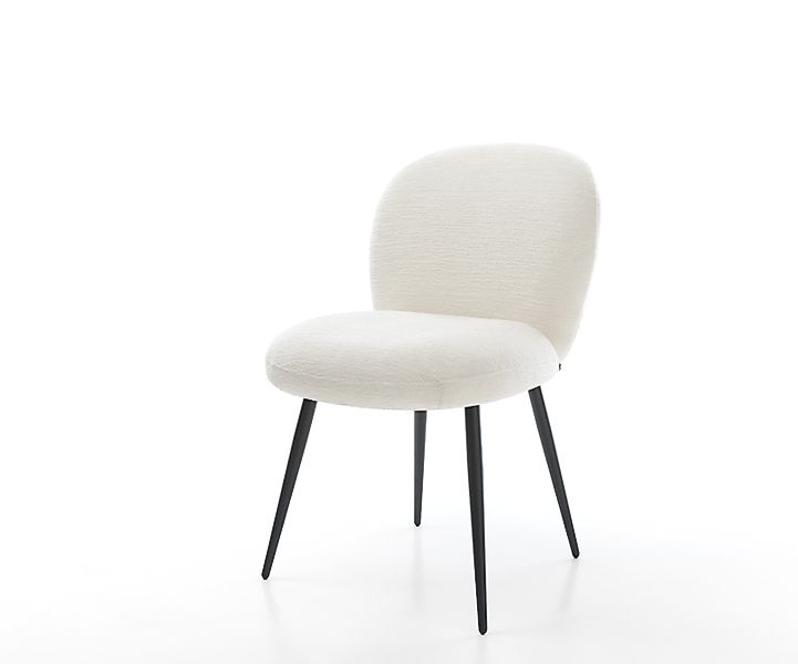 Esszimmerstuhl Nube-Flex Bouclé Soft Beige 4-Fuß konisch Schwarz Taschenfed günstig online kaufen