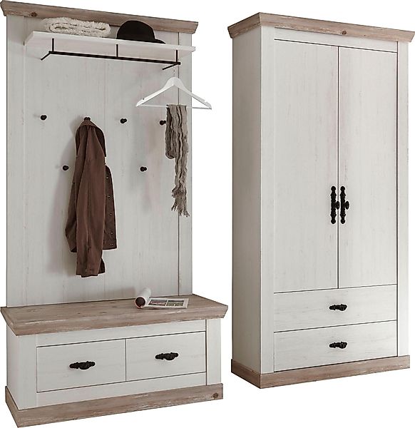 Home affaire Garderoben-Set "Florenz" 3 Stk. tlg. bestehend aus 1 Bank, 1 P günstig online kaufen