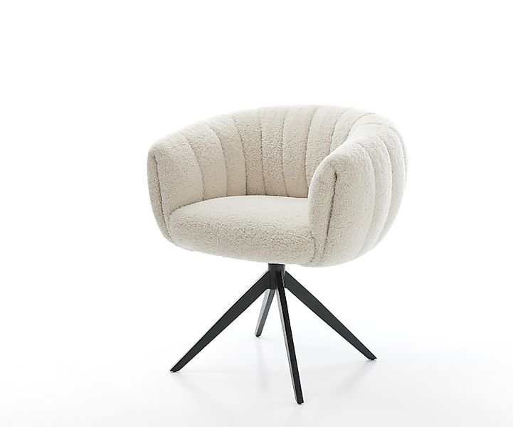 Drehstuhl Jada-Flex Teddystoff Beige Kreuzgestell breit Schwarz 360° drehba günstig online kaufen