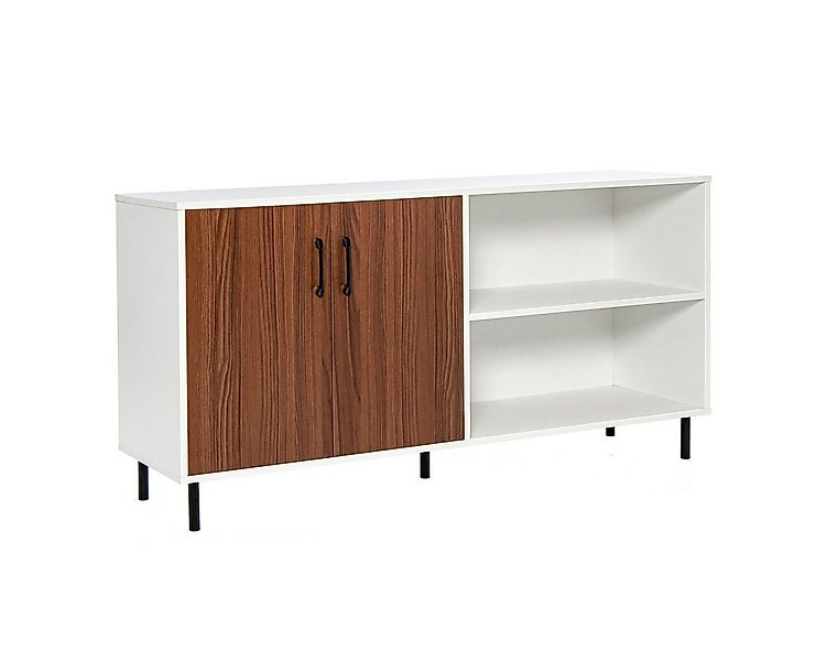 COSTWAY Sideboard, mit Schrank und 2 offenen Fächern,Holz,148x40x75cm günstig online kaufen