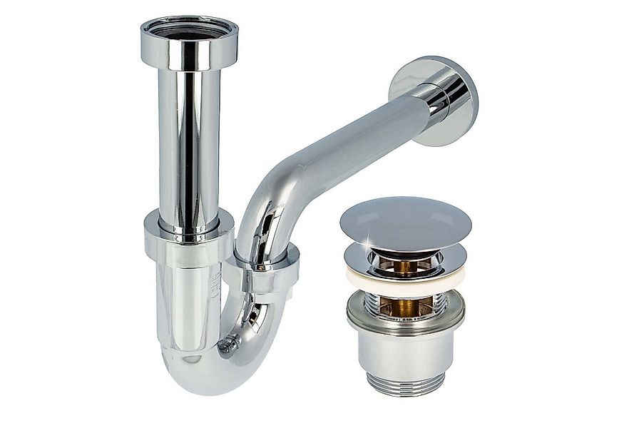 tecuro Siphon Siphon extra lang mit Pop Up Ablaufventil verchr. - Set für W günstig online kaufen