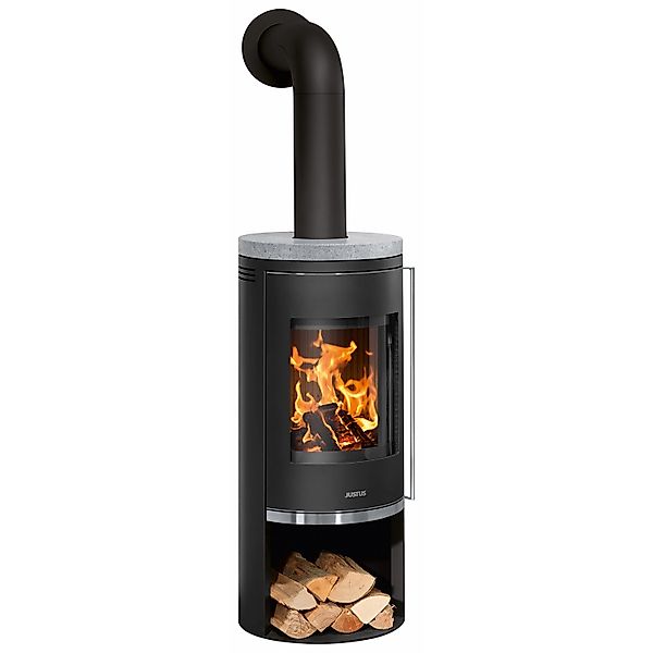 Justus Kaminofen Faro 2.0 Stahl Schwarz mit Sandstein Grau 6 kW günstig online kaufen