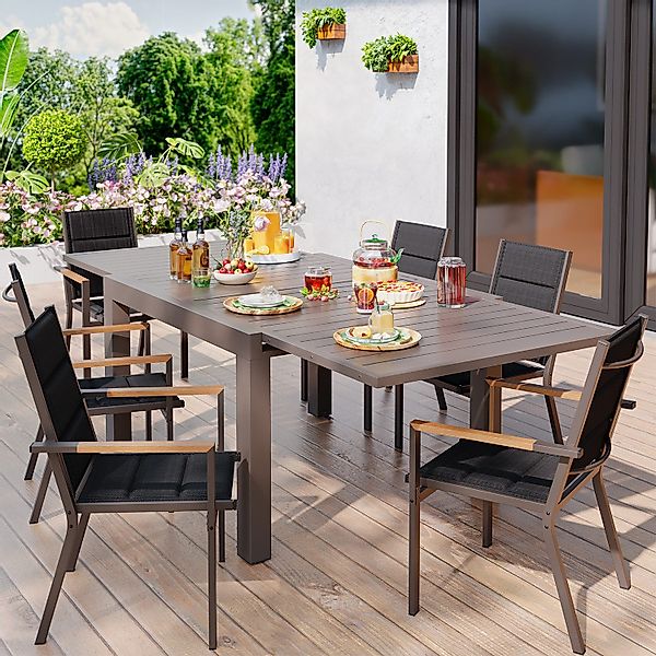 HOMALL Gartentisch Gartenanbautisch 80/160 cm,ausziehbarer Aluminiumtisch günstig online kaufen