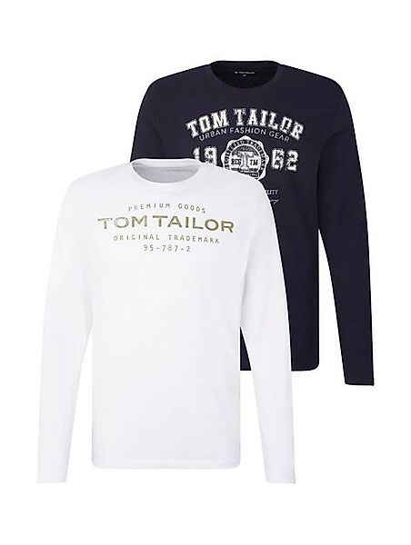 TOM TAILOR Langarmshirt (Packung, 2-tlg) mit Logo Print günstig online kaufen
