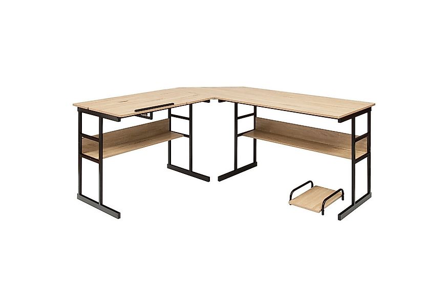 COSTWAY Eckschreibtisch, mit Stauraum, CPU-Ständer & Regal, neigbar, L-förm günstig online kaufen