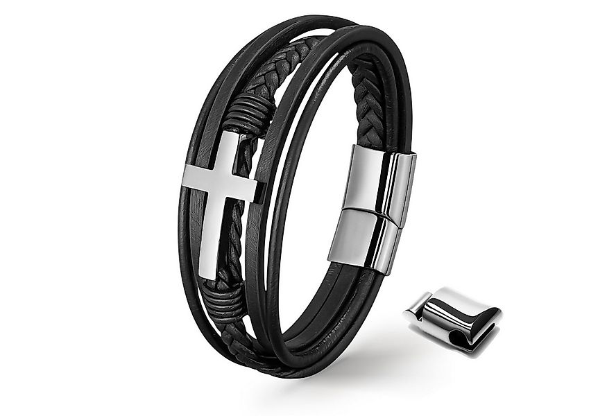 UNIQAL.de Lederarmband HEAVEN – Kreuzarmband aus Edelstahl, Symbol für Glau günstig online kaufen