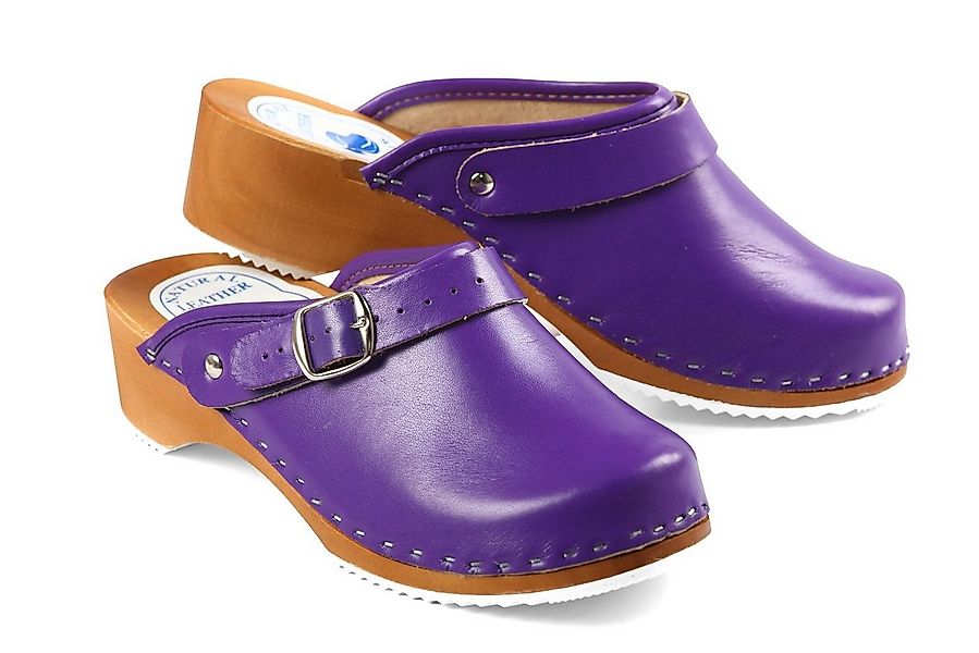 Aves-24 CLOGS Pantolette Sandalette Leder Holzschuhe Holzclogs Damen Klotsc günstig online kaufen