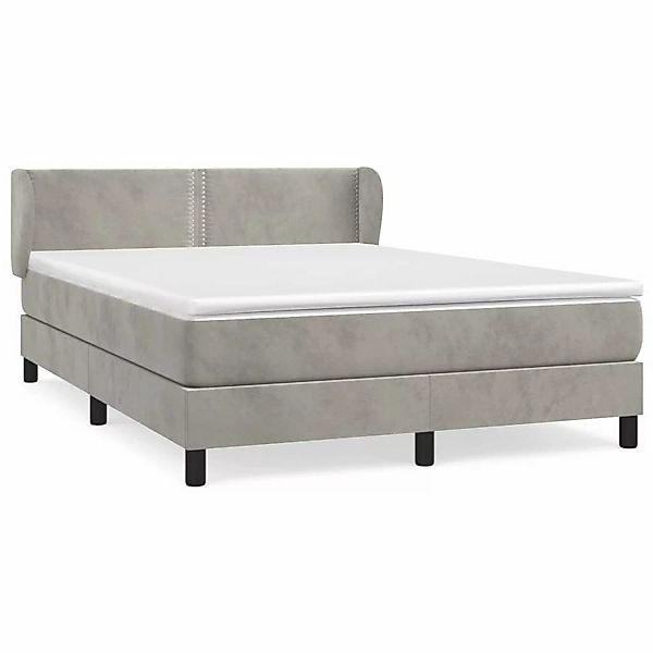 vidaXL Boxspringbett mit Matratze Hellgrau 140x200 cm Samt1372422 günstig online kaufen