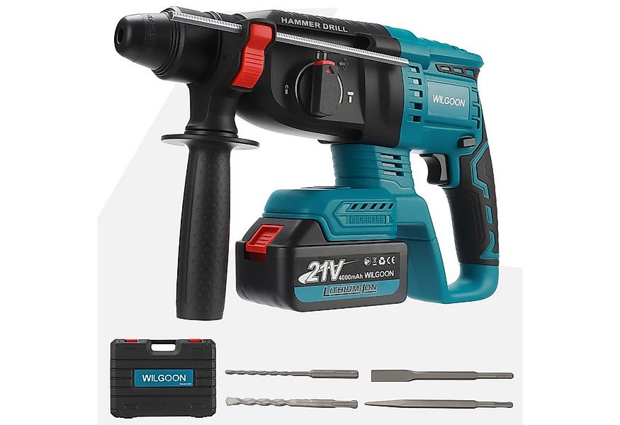 WILGOON Akku-Bohrschrauber 4-in-1 Akku Bohrhammer Set, SDS-plus, Sicherheit günstig online kaufen
