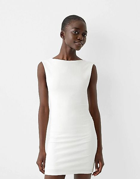 Bershka Rückenfreies Minikleid Mit Strukturmuster Damen L Weiss günstig online kaufen