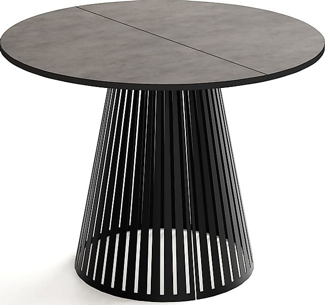 WFL GROUP Esstisch Naro Black ausziehbar rund modern mit schwarzen Metallbe günstig online kaufen