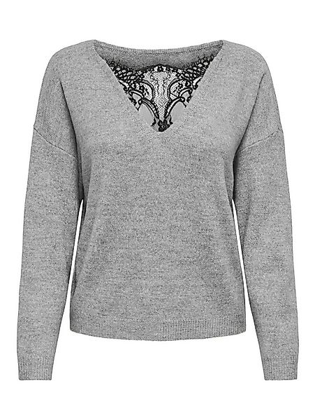 ONLY Rundhalspullover ONLANJA LS LACE MIX O-NECK ZL KNT mit Spitzeneinsatz günstig online kaufen
