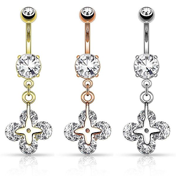 Taffstyle Bauchnabelpiercing Piercing Chirurgenstahl Kristall Kleeblatt, günstig online kaufen