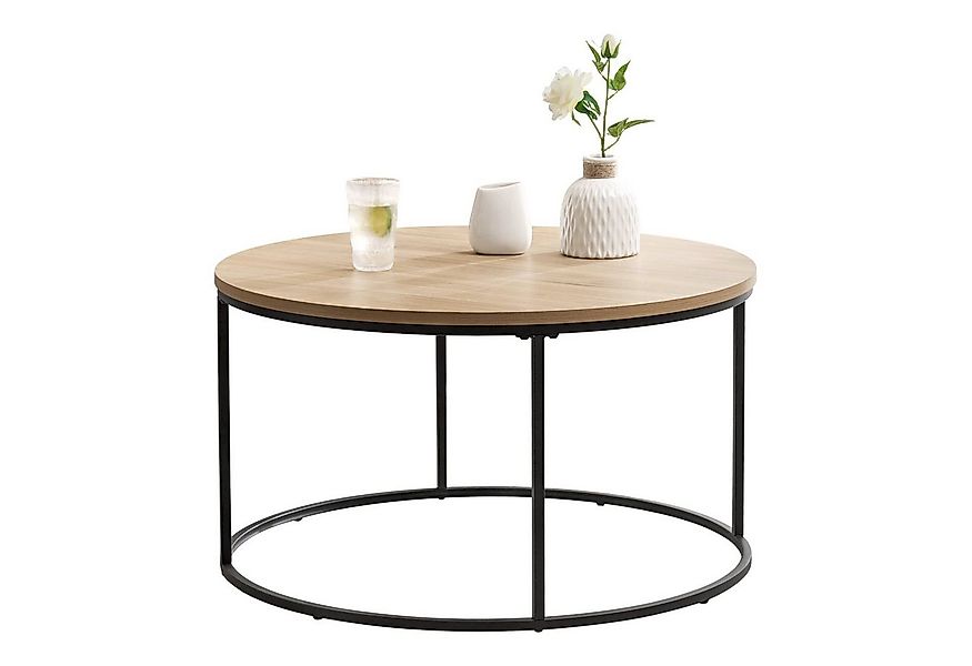 en.casa Couchtisch, »Kuhmoinen« Wohnzimmertisch aus Metall und MDF Ø80cm Sc günstig online kaufen