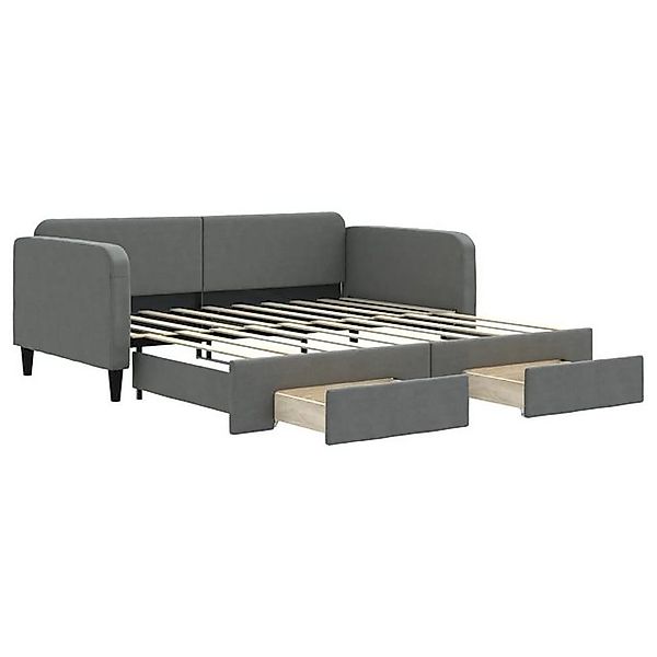 vidaXL Ausziehbett, Tagesbett Ausziehbar mit Schubladen Dunkelgrau 90x190 c günstig online kaufen