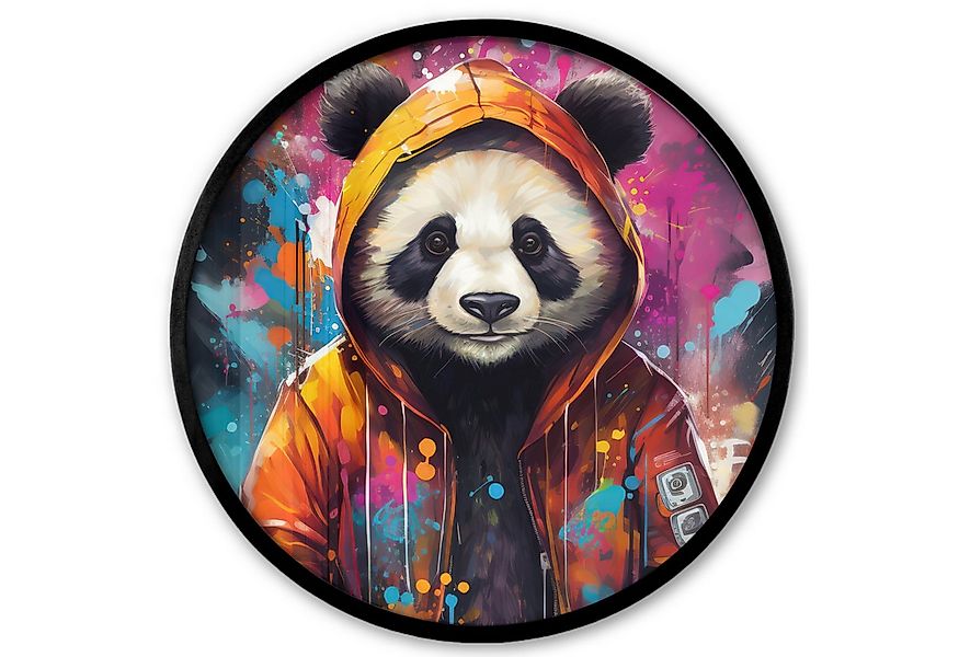 MuchoWow Poster Rund - Panda - Jacke - Graffiti - Orange, (1 St), Runde Wan günstig online kaufen
