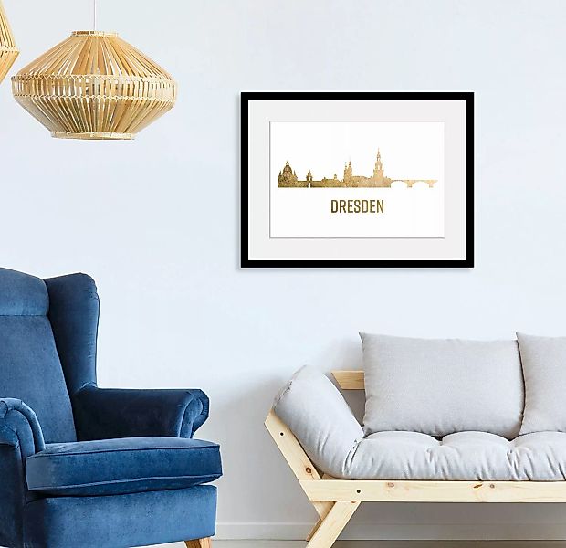 queence Bild »Dresden Skyline GOLD«, Städte-Schriftzug-Deutschland-Stadt-Dr günstig online kaufen