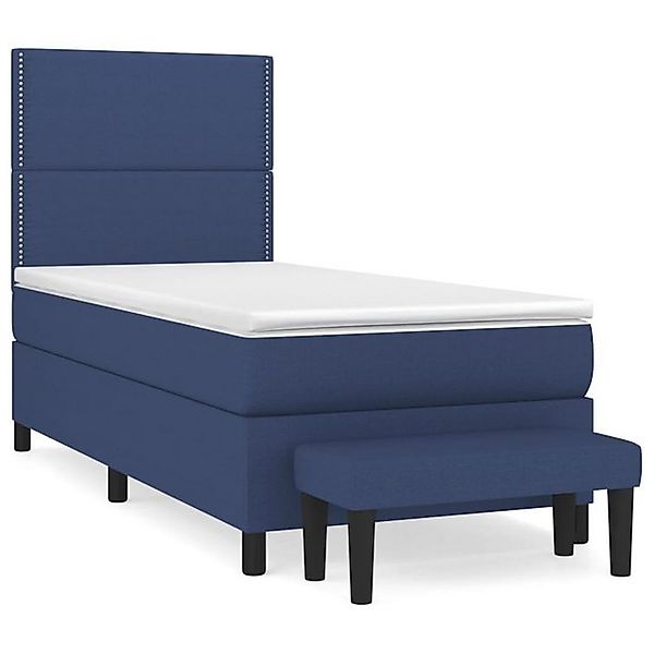 vidaXL Bettgestell Boxspringbett mit Matratze Blau 90x190 cm Stoff Bett Bet günstig online kaufen