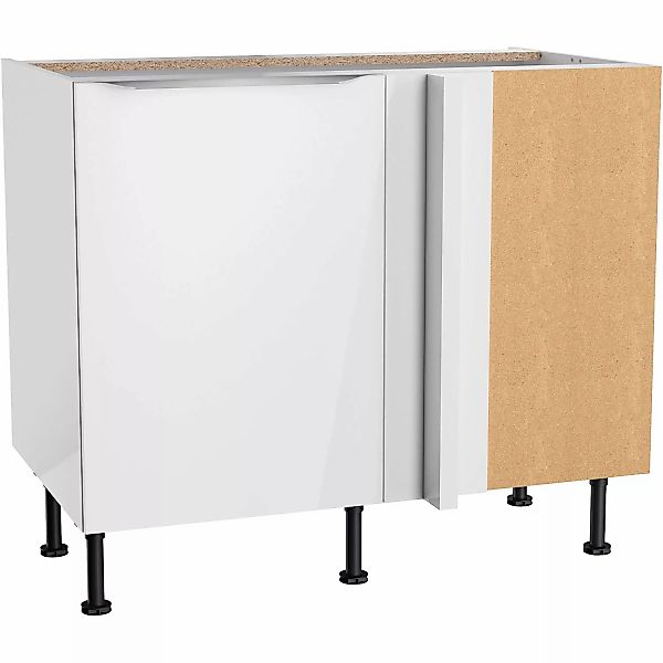 Optifit Eckunterschrank Arvid986 100/65 x 87 x 58,4 cm Weiß Glanz Weiß Matt günstig online kaufen