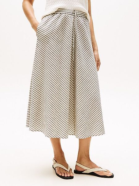 Tommy Hilfiger A-Linien-Rock CRINKLE VISCOSE MIX MIDI SKIRT mit Streifenmus günstig online kaufen