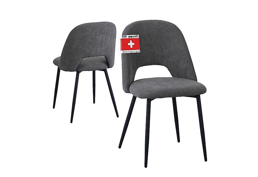 Albatros International Esszimmerstuhl Esszimmerstuhl SILVI Cord 2er Set Gra günstig online kaufen
