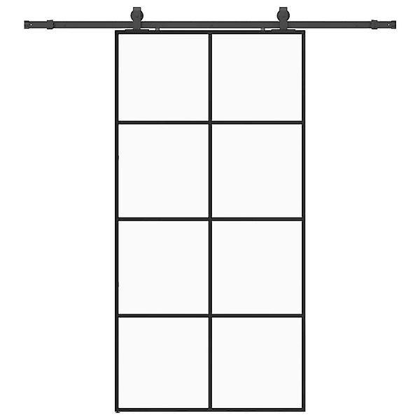 vidaXL Schiebetür mit Beschlag Schwarz 102,5x205 cm ESG-Glas 3375866 günstig online kaufen