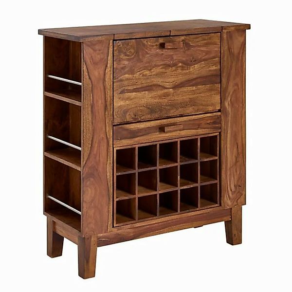 möbelando Barschrank Hausbar Sheesham Massivholz 88x102x40 cm Weinschrank f günstig online kaufen