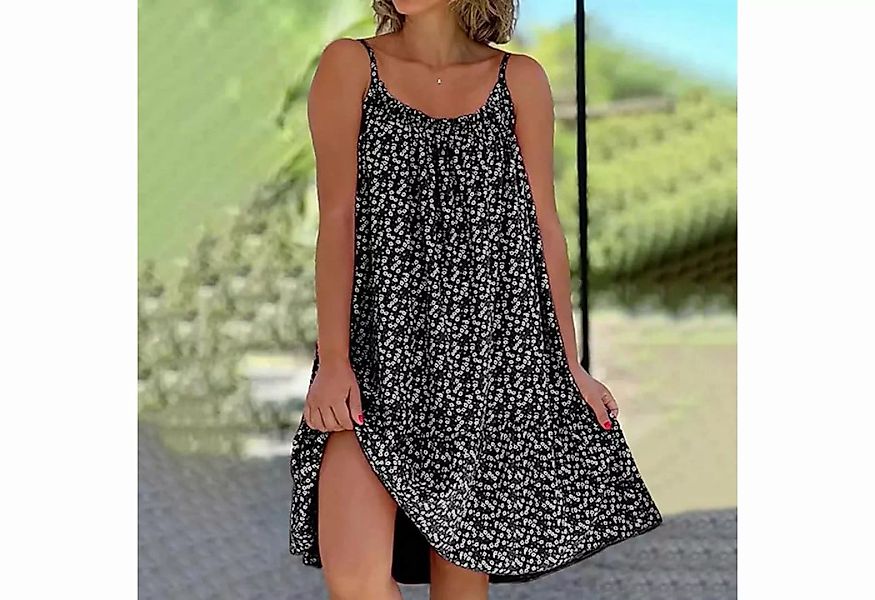 FIDDY A-Linien-Kleid Damen Kleid Sommer Plissee Loose Swing Freizeitkleid T günstig online kaufen
