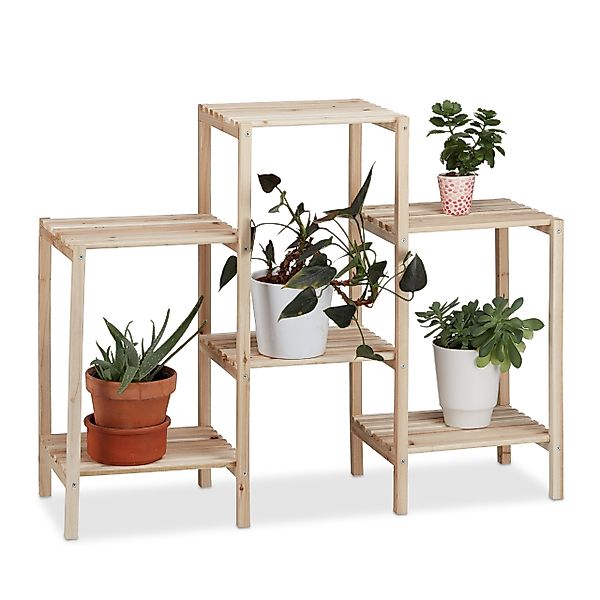 relaxdays Blumenständer Pflanzenregal Holz, M günstig online kaufen