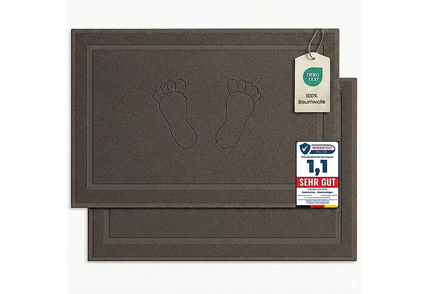 Komfortec Badematte Badvorleger aus 100% Baumwolle, 50x80 cm Duschvorleger, günstig online kaufen