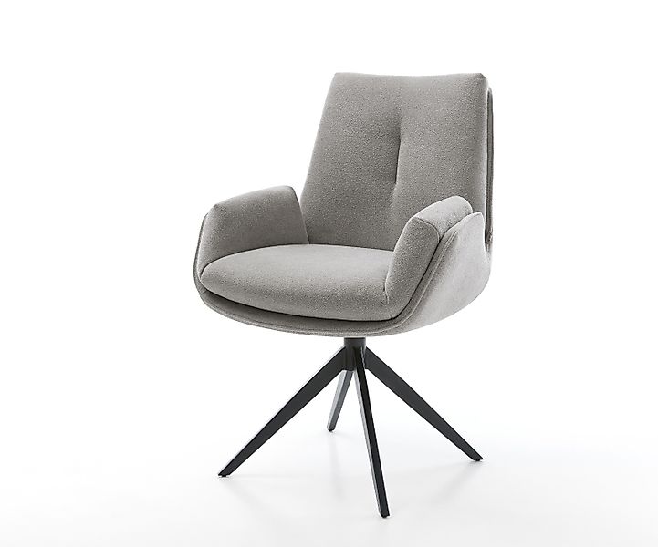 Drehstuhl Clea-Flex Strukturstoff Soft Grau Kreuzgestell breit Schwarz 360° günstig online kaufen