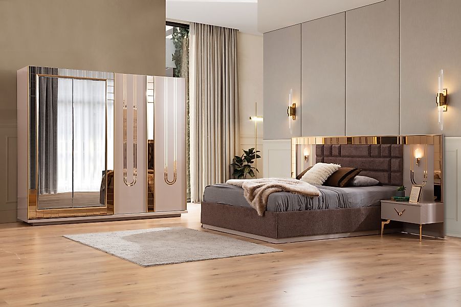 JulietHome Schlafzimmer-Set Créme, (Set, Kleiderschrank, Bett, 2 Nachttisch günstig online kaufen