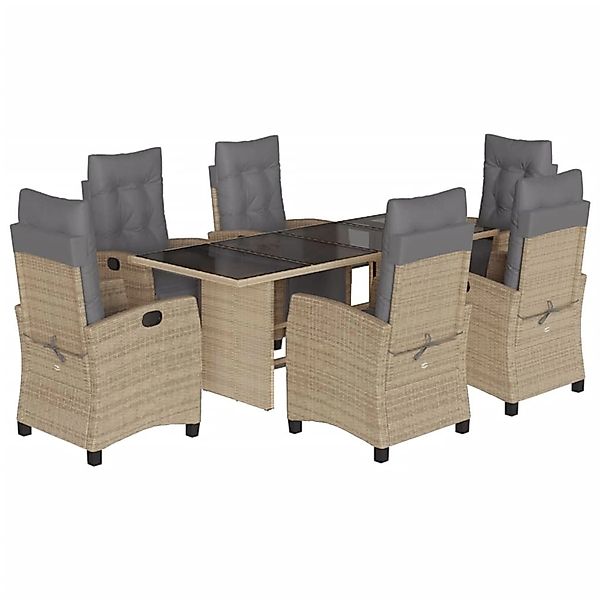 vidaXL 7-tlg Garten-Essgruppe mit Kissen Beigemischung Poly Rattan Modell 2 günstig online kaufen