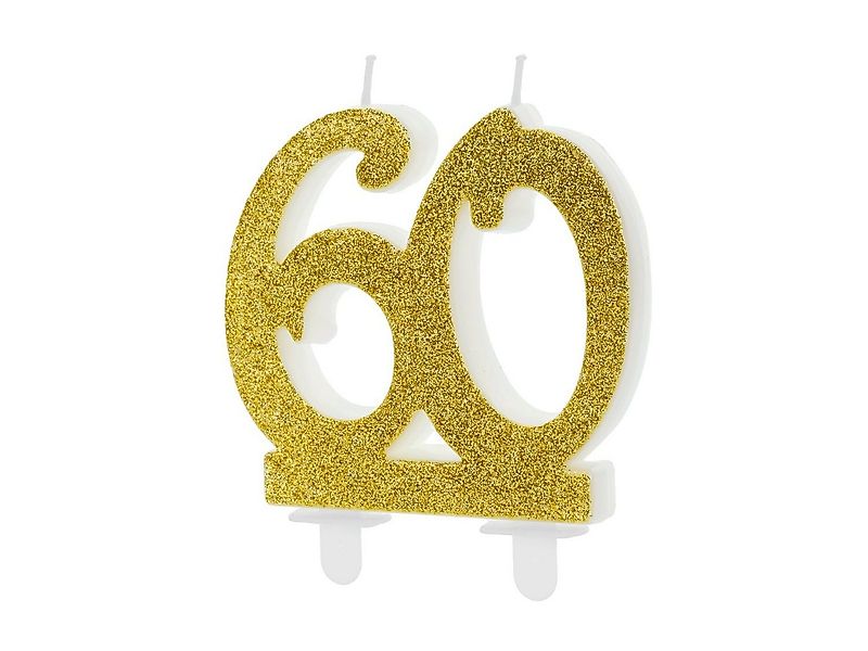 partydeco Geburtstagskerze, Geburtstagskerzen 60 Jahre 7.5cm, gold / glitze günstig online kaufen