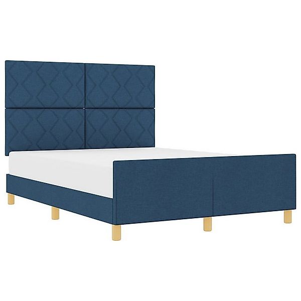 vidaXL Bett Bettgestell Blau 140x190 cm Stoff (1-tlg) günstig online kaufen