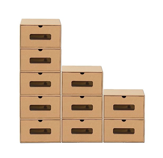BigDean Schuhbox 10 Boxen stapelbar mit Sichtfenster & Schublade Schuhe Spi günstig online kaufen