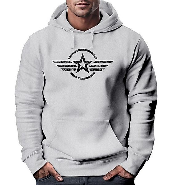 Neverless Hoodie Hoodie Herren Airforce Symbol Stern Army Military Aufdruck günstig online kaufen