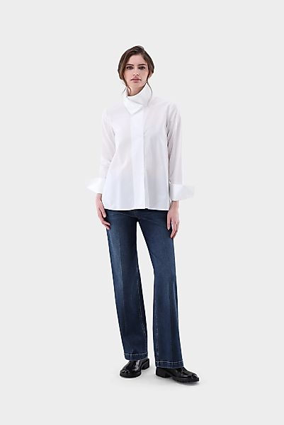Leicht taillierte Bluse mit hohem Stehkragen günstig online kaufen