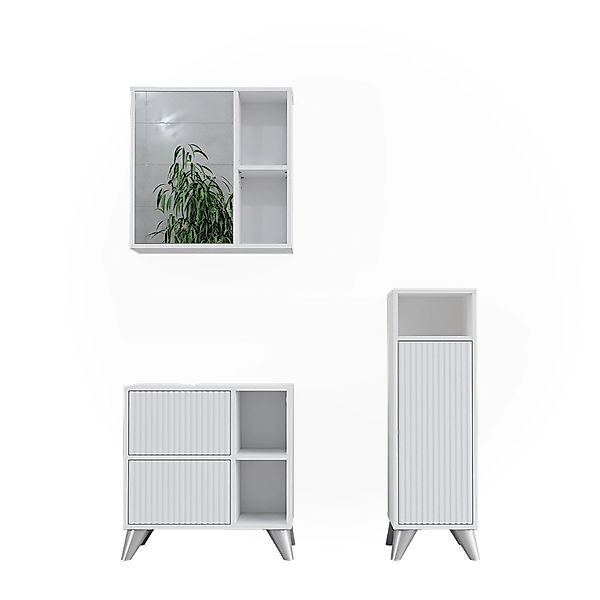 Vicco Badmöbel-Set Leano Weiß 3 Teile günstig online kaufen